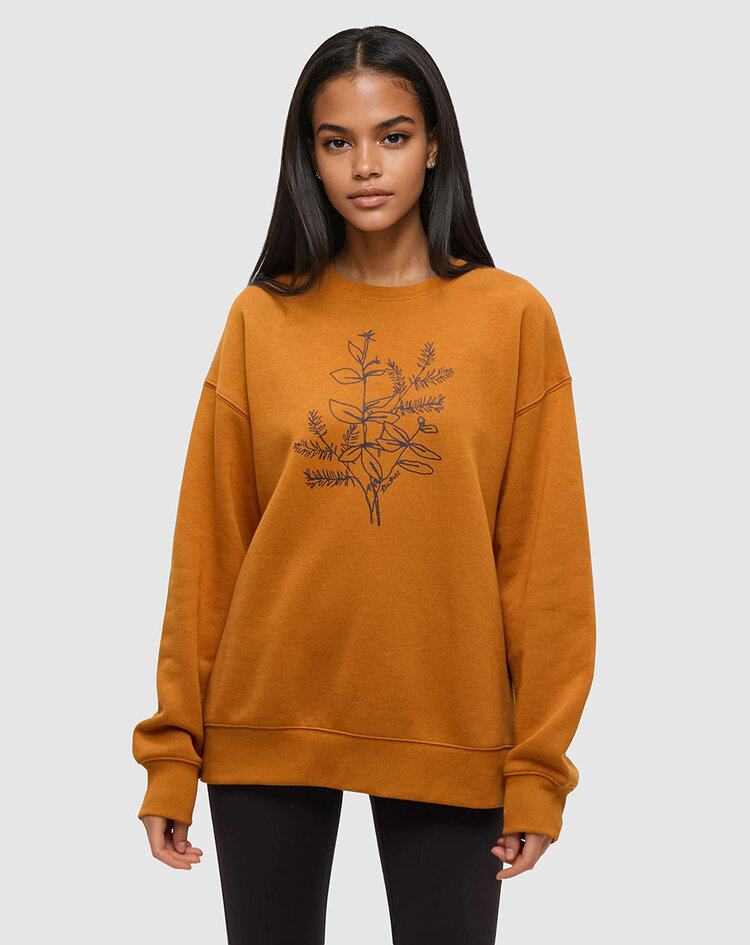 Tentree Tentree Autumn Flora Crew (Womens) | Burnt Caramel/Meteorite Blk
