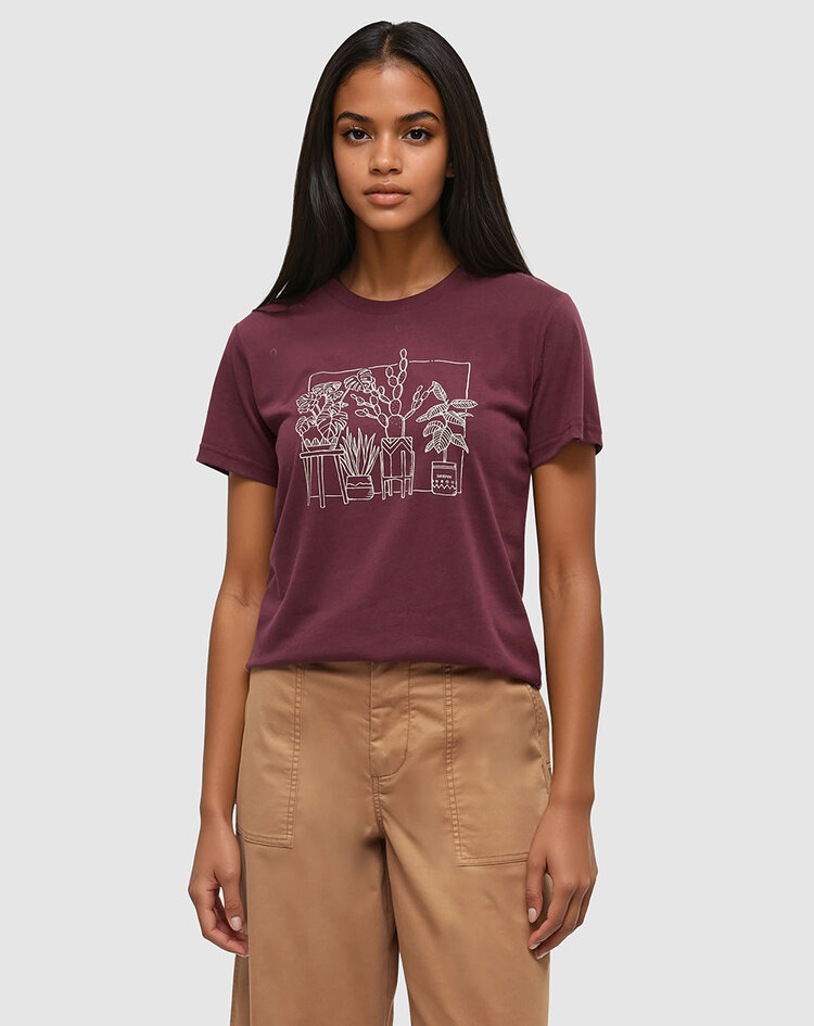 Tentree Tentree Plant Tee (Womens) | Deep Burgundy/Warm Oak