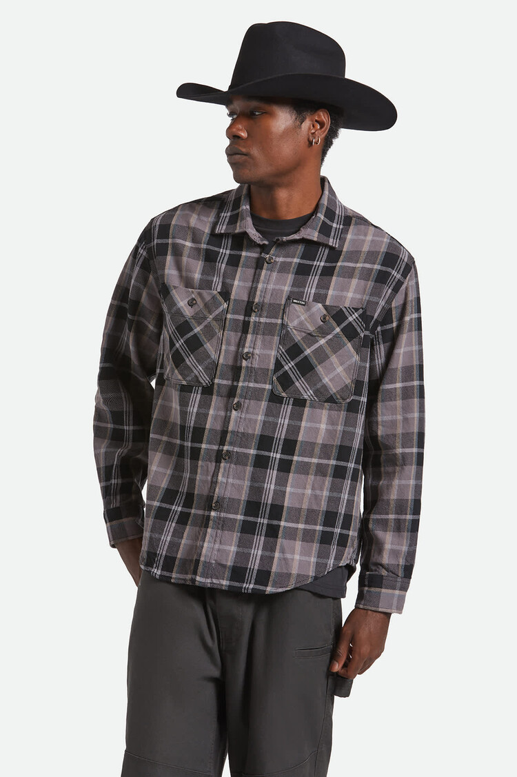 Brixton Brixton Vintage Wash Flannel (Mens) | Black/Charcoal Beige/Slate