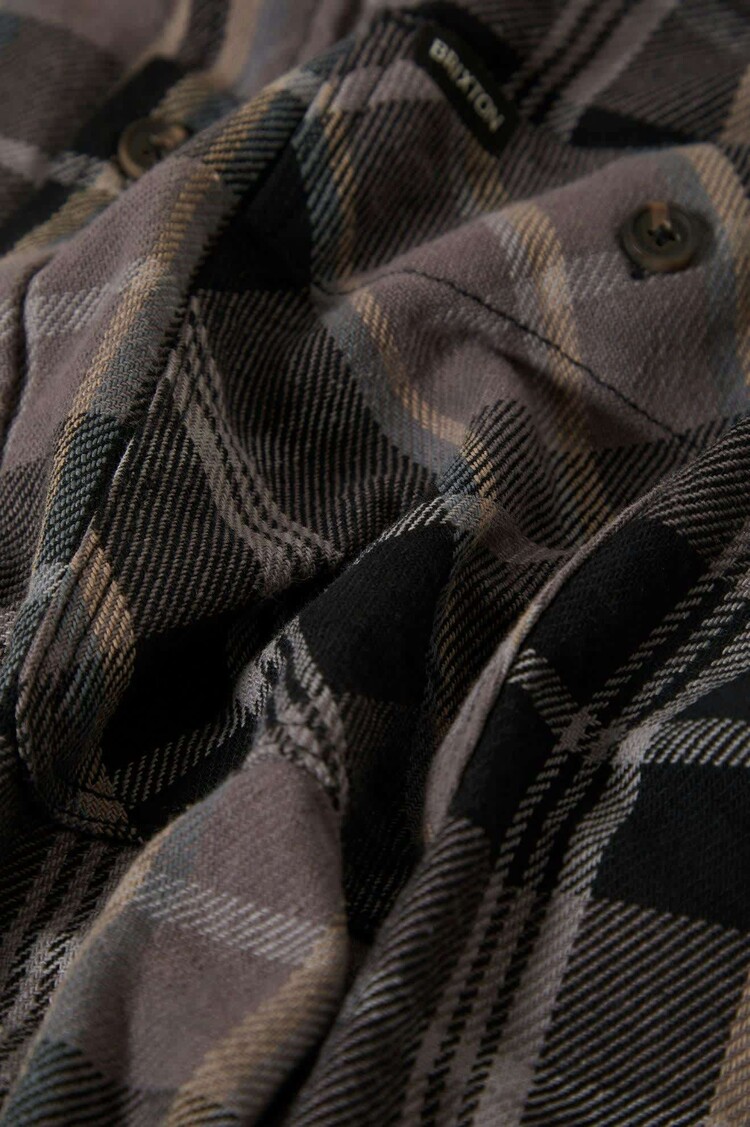 Brixton Brixton Vintage Wash Flannel (Mens) | Black/Charcoal Beige/Slate