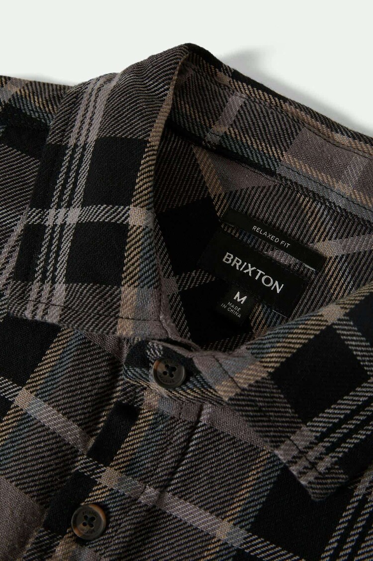Brixton Brixton Vintage Wash Flannel (Mens) | Black/Charcoal Beige/Slate