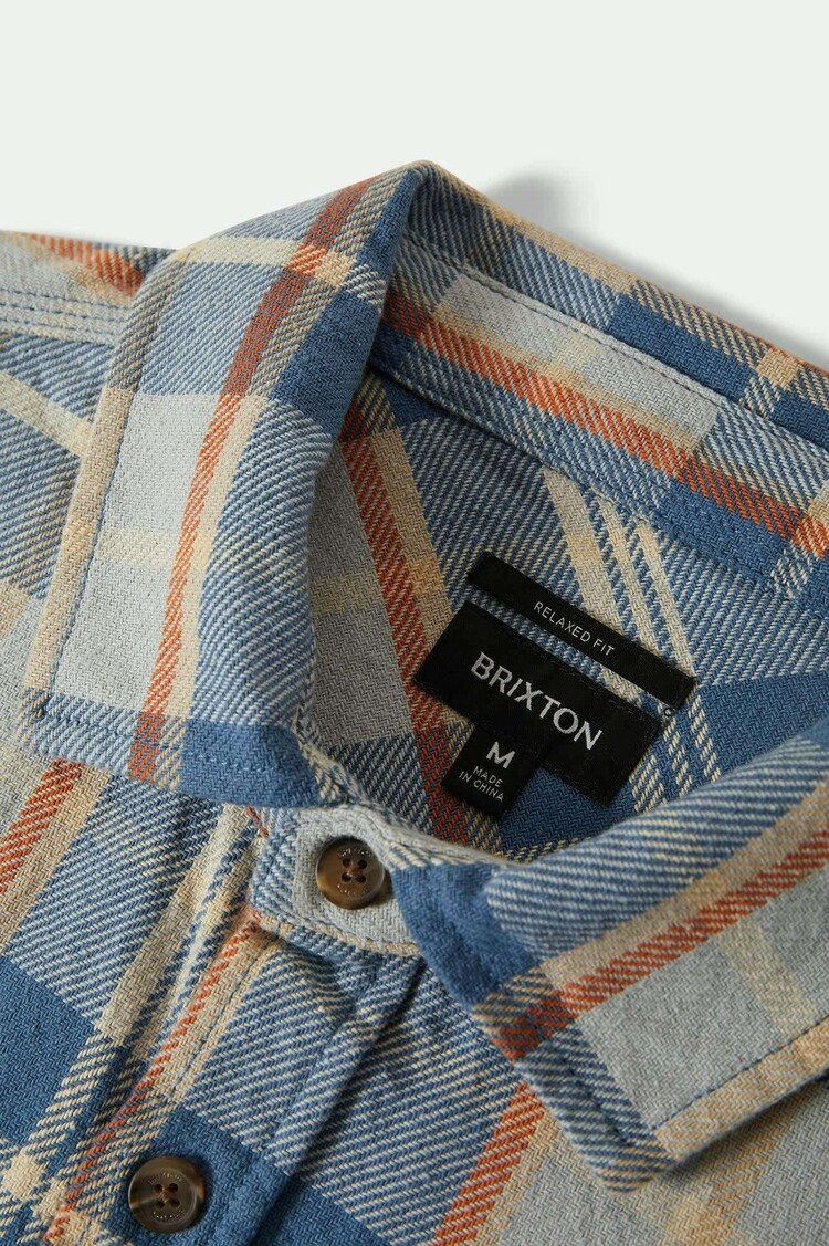 Brixton Brixton Vintage Wash Flannel (Mens) | Blue/Soft Blue/Orange