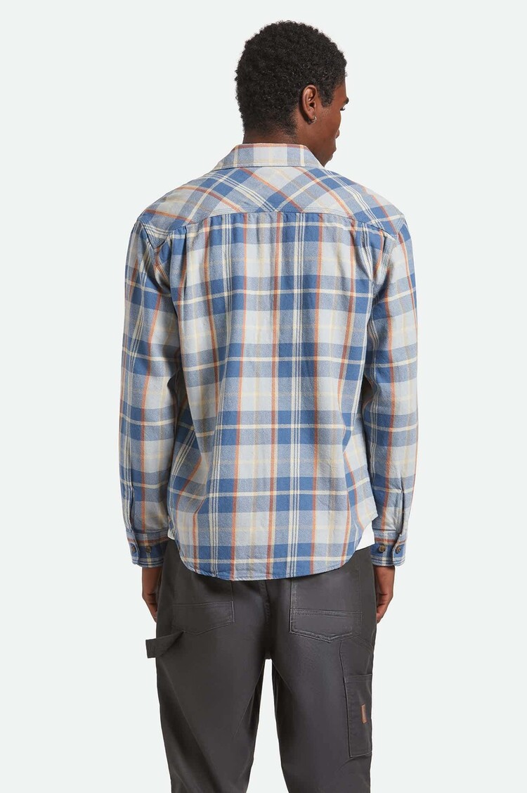 Brixton Brixton Vintage Wash Flannel (Mens) | Blue/Soft Blue/Orange