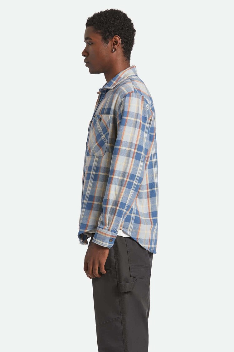 Brixton Brixton Vintage Wash Flannel (Mens) | Blue/Soft Blue/Orange