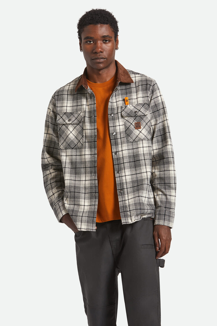 Brixton Brixton Builders Bowery Perf Flannel (Mens) | Off White/Black