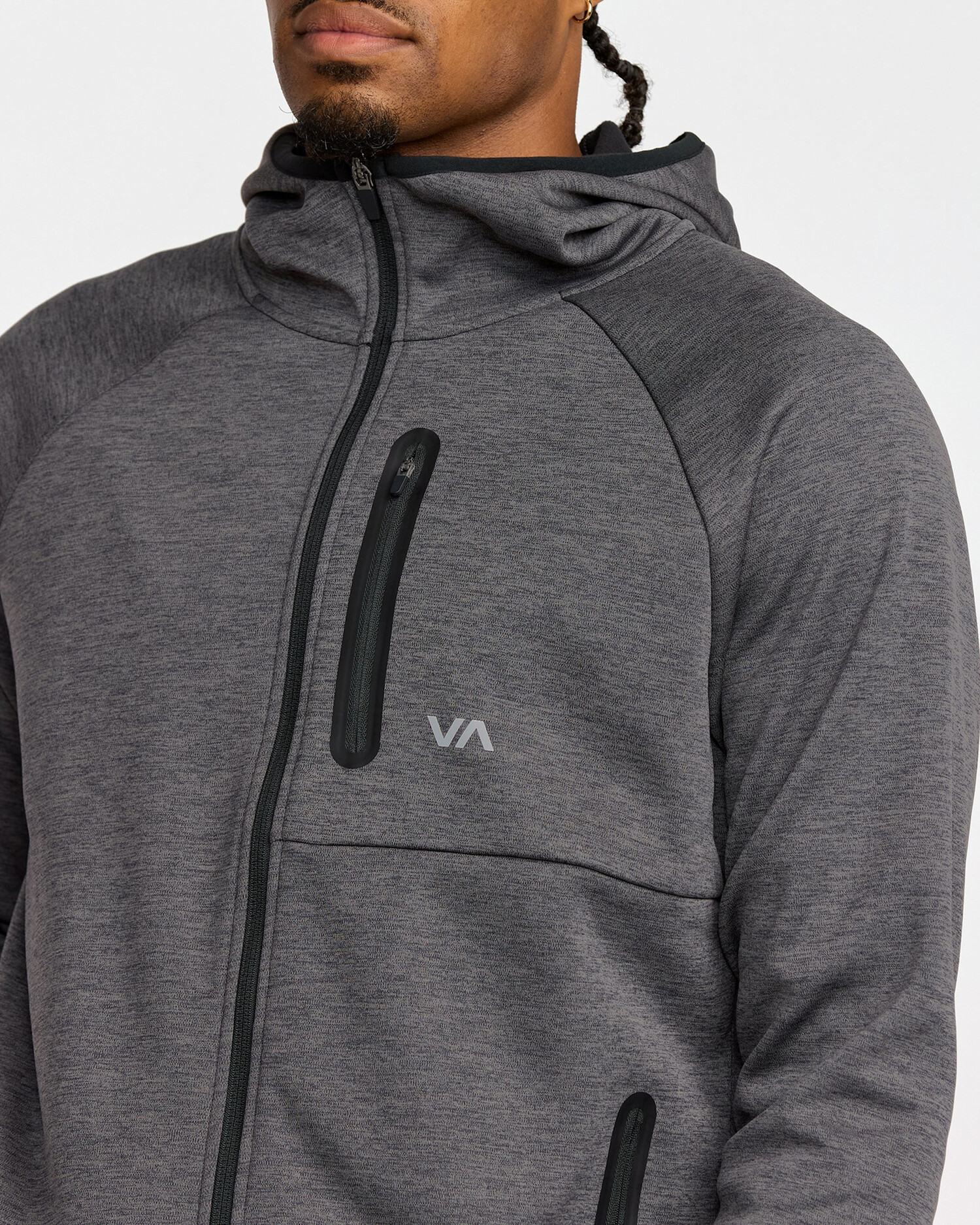 Rvca Balance Tech Fleece Zip Hoodie (Mens) | Black Heather - The