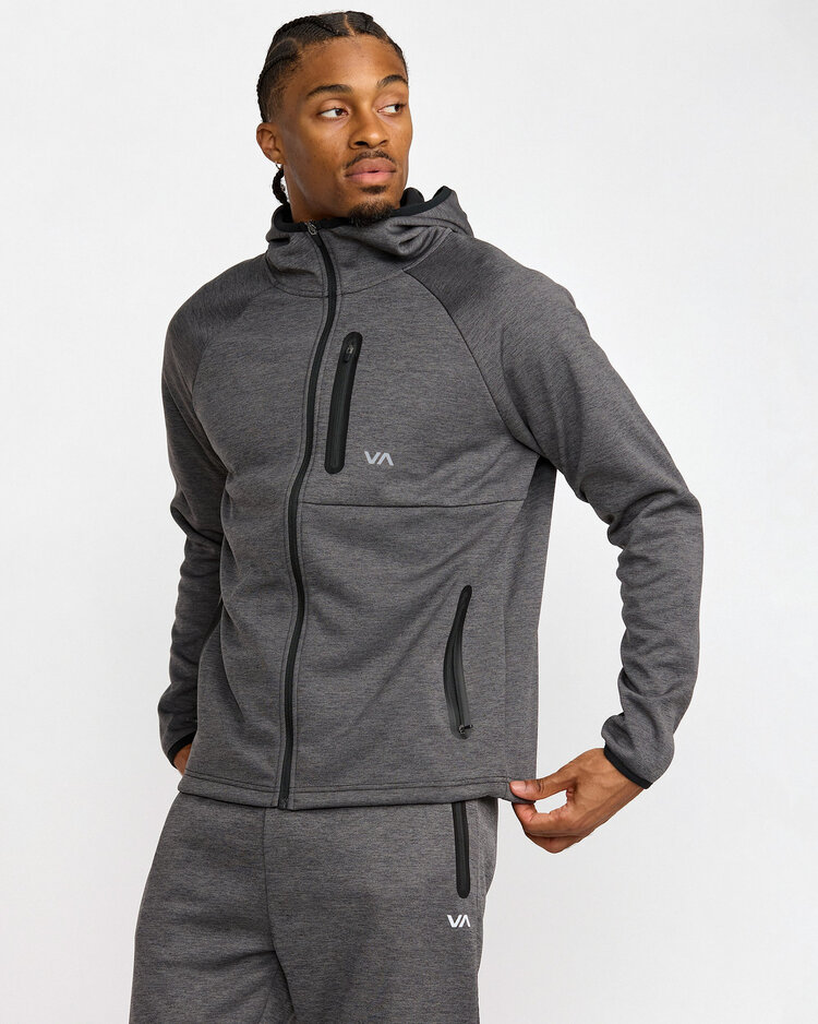 RVCA Rvca Balance Tech Fleece Zip Hoodie (Mens) | Black Heather