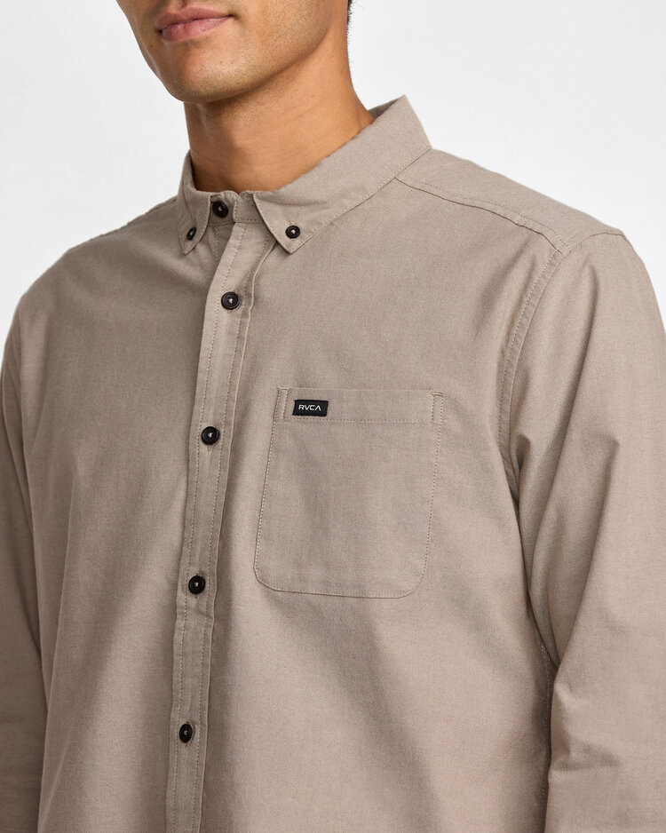 RVCA Rvca Thatll Do Stretch Ls Woven (Mens) | Mushroom