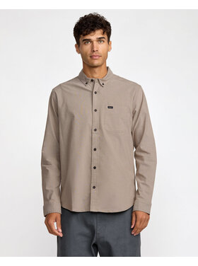 RVCA Rvca Thatll Do Stretch Ls Woven (Mens) | Mushroom