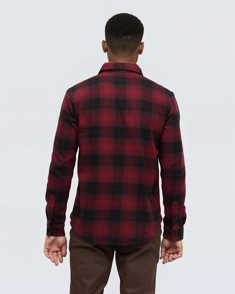 Tentree Tentree Forest Flannel Shirt (Mens) | Deep Burgundy/Creekside
