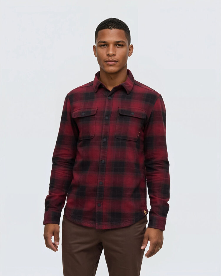 Tentree Tentree Forest Flannel Shirt (Mens) | Deep Burgundy/Creekside