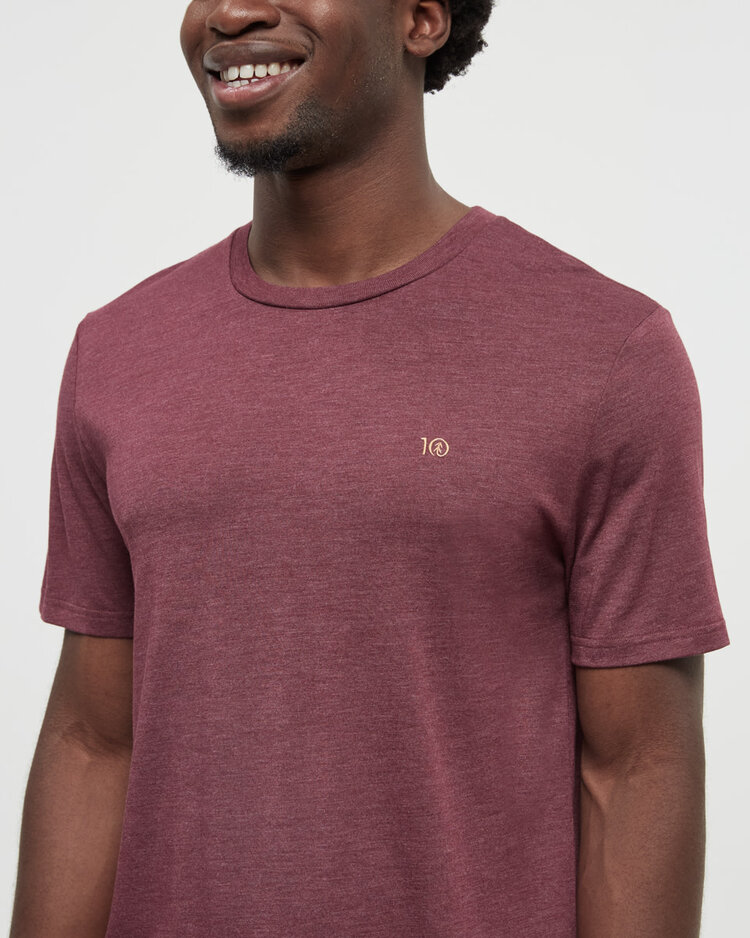 Tentree Tentree Embroidered Ten Tee (Mens) | Deep Burgundy Htr/Camel