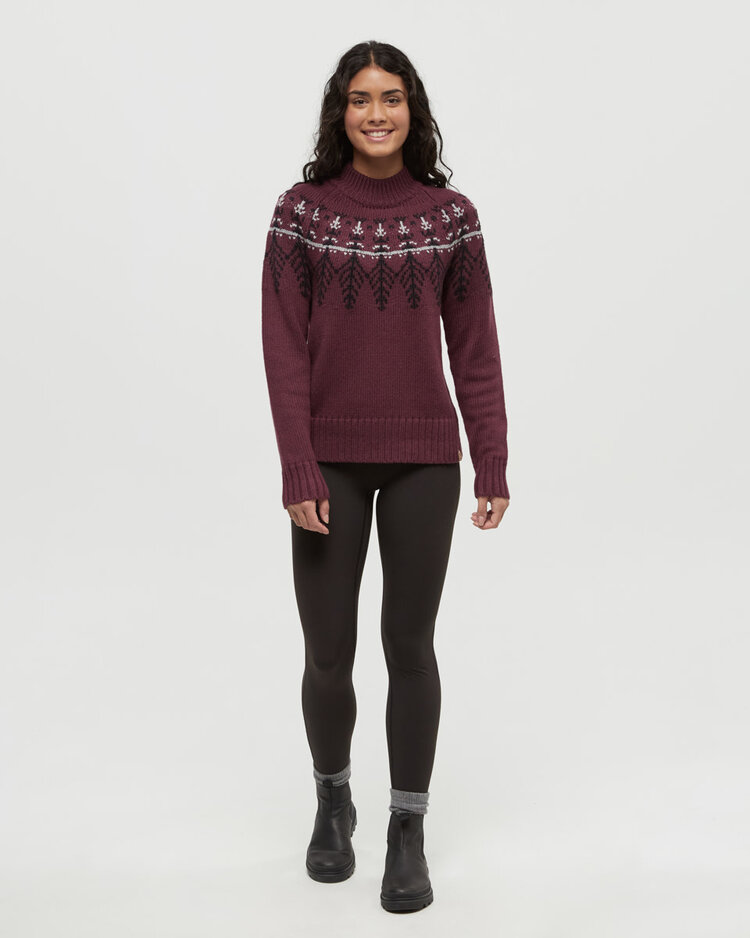 Tentree Tentree Haynes Sweater (Womens) | Deep Burgundy Htr/Black/Grey Htr