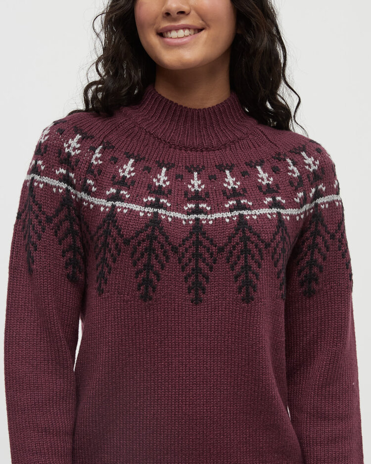 Tentree Tentree Haynes Sweater (Womens) | Deep Burgundy Htr/Black/Grey Htr