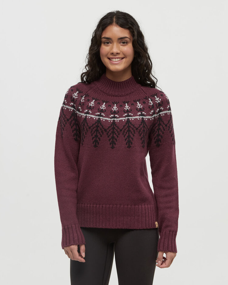 Tentree Tentree Haynes Sweater (Womens) | Deep Burgundy Htr/Black/Grey Htr