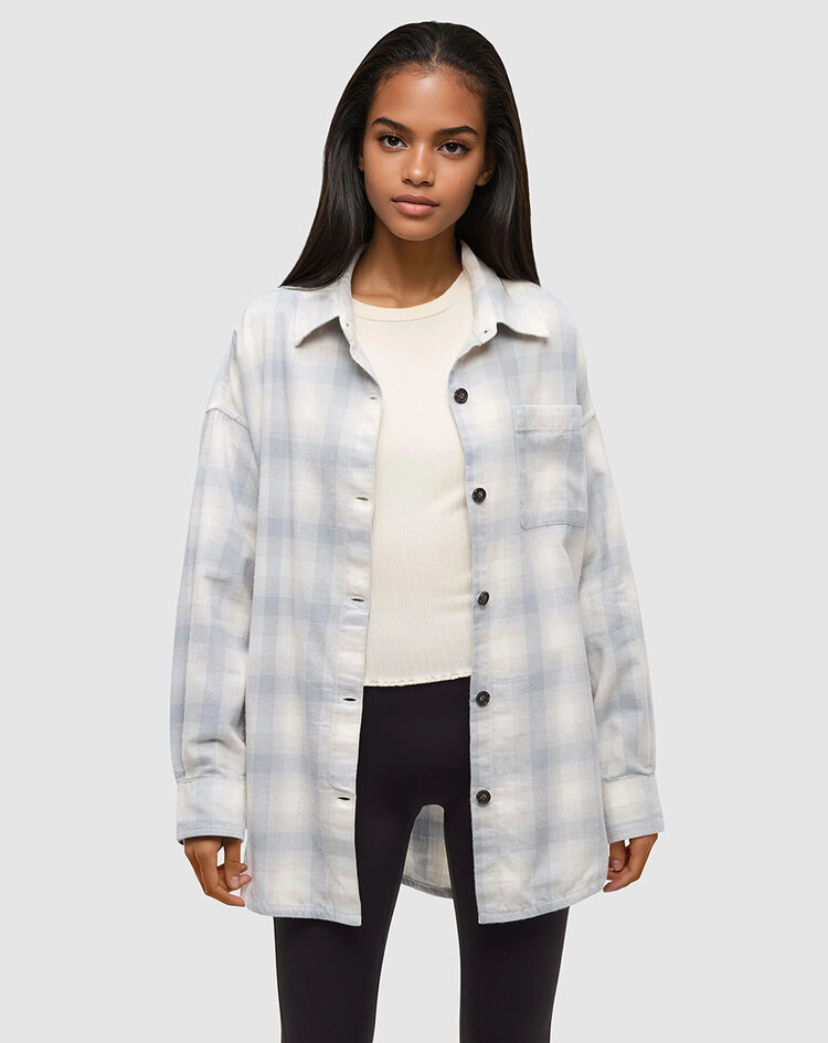 Tentree Tentree Fernwood Flannel Shirt (Womens) | Harbour Grey/Shadow Plaid