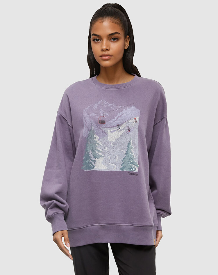 Tentree Tentree Alpine Oversized Crew (Womens) | Smokey Violet/Grey Dawn