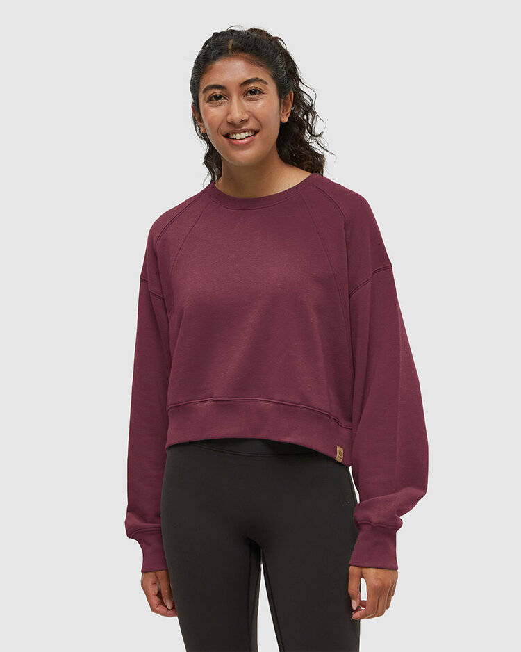 Tentree Tentree Bluffs Cropped Crew (Womens) | Deep Burgundy