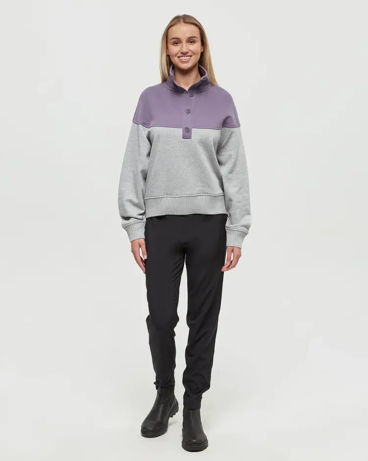 Tentree Tentree Milner Mock Neck (Womens) | Smokey Violet/Harbour Grey Htr