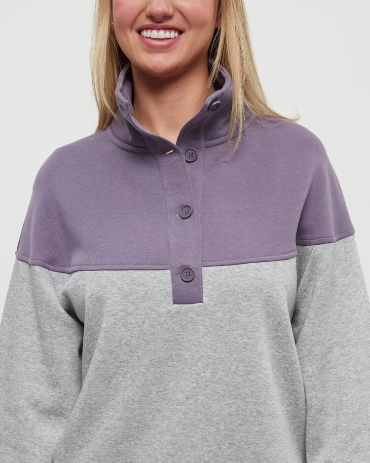 Tentree Tentree Milner Mock Neck (Womens) | Smokey Violet/Harbour Grey Htr