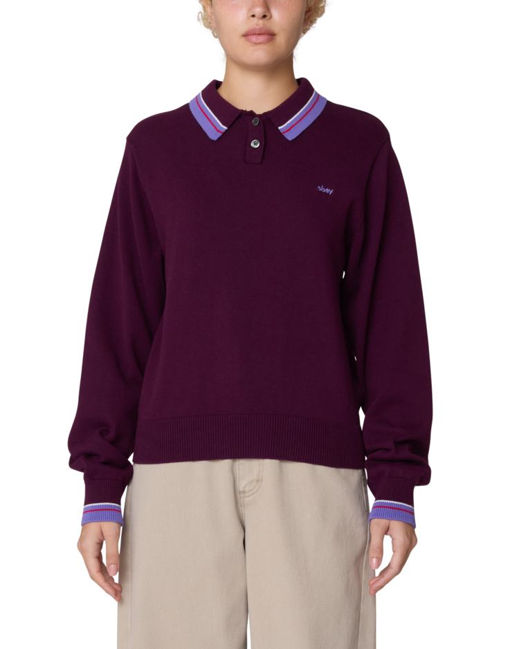 Obey Obey Goalie Polo Sweater (Womens) | Beet