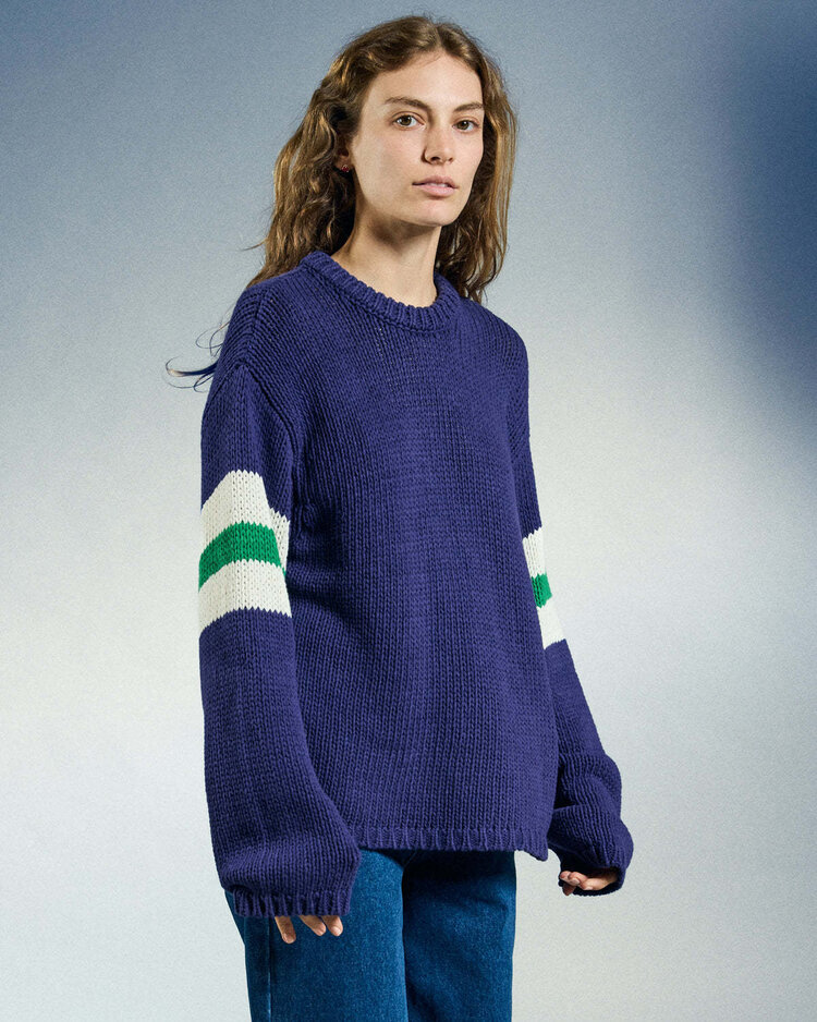 Obey Obey Zone Stripe Sweater (Womens) | Navy