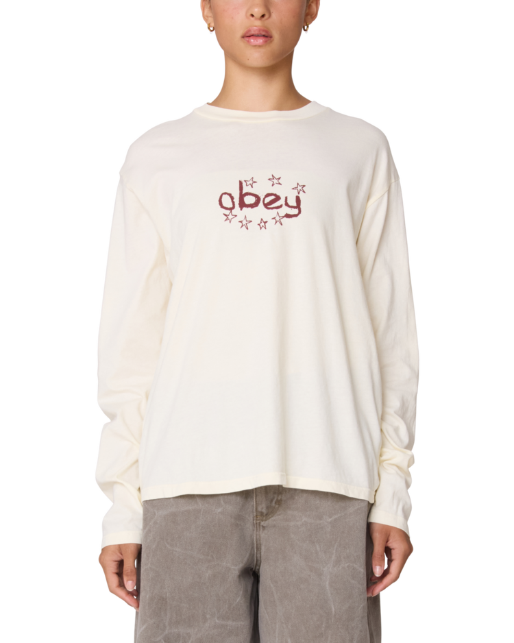 Obey Obey Notebook Doodle Ls Tee (Womens) | Unbleached