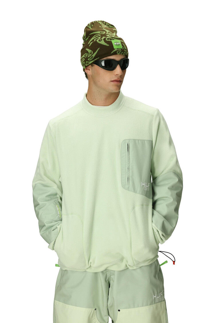 686 686 Huf Fleece Crewneck 2026 (Mens) | Huf Green Clrblk