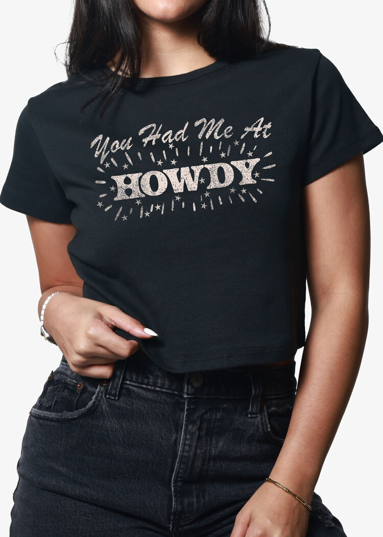 Girl Dangerous Girl Dangerous You Had Me At Howdy Baby Tee (Womens) | Faded Black