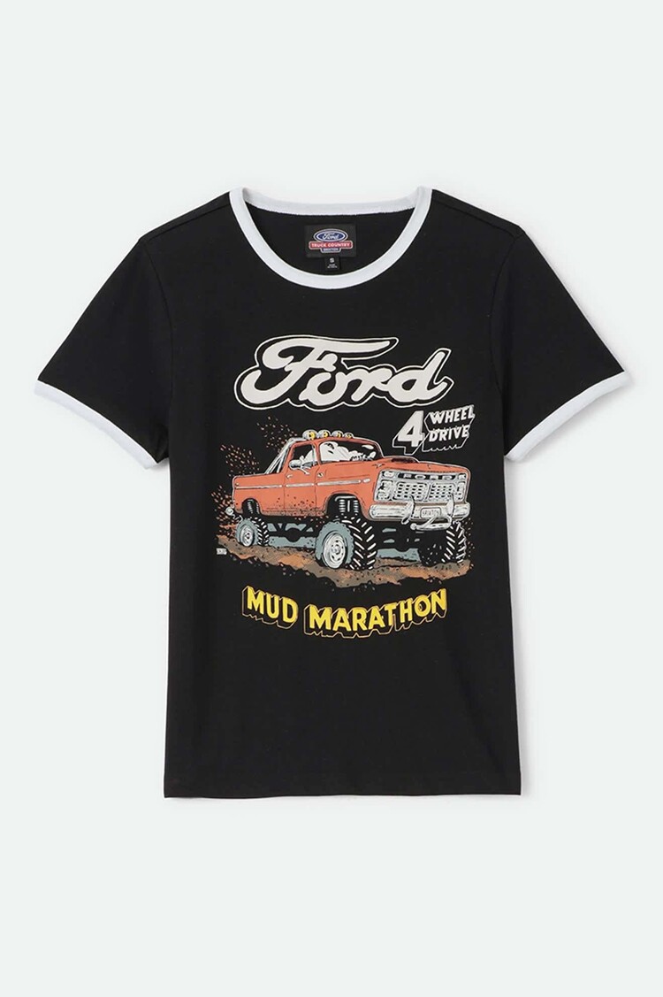 Brixton Brixton Ford Mud Marathon Ringer Tee (Womens) | Burnt Rubber