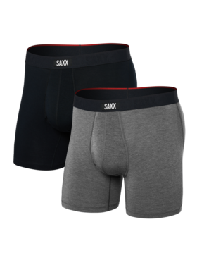 SAXX Saxx Vibe Xtra Soft Comfort Boxer Brief Fly 2Pk | Black/Dark Grey Heather