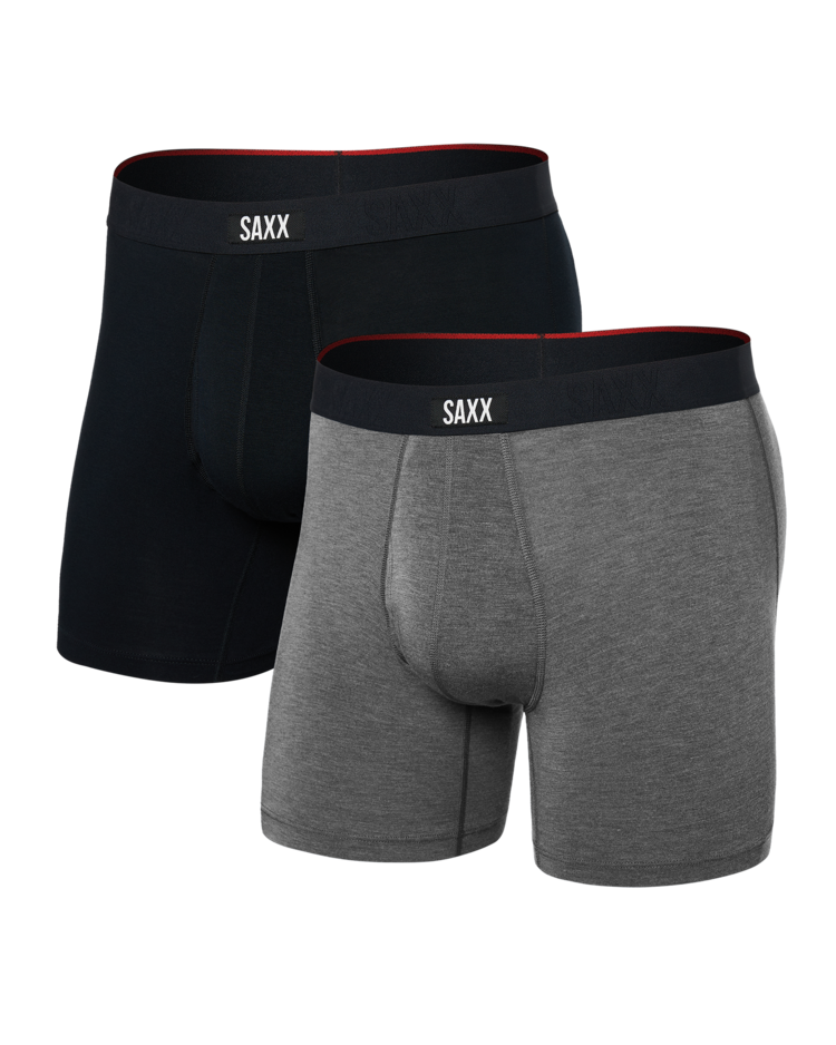 SAXX Saxx Vibe Xtra Soft Comfort Boxer Brief Fly 2Pk | Black/Dark Grey Heather