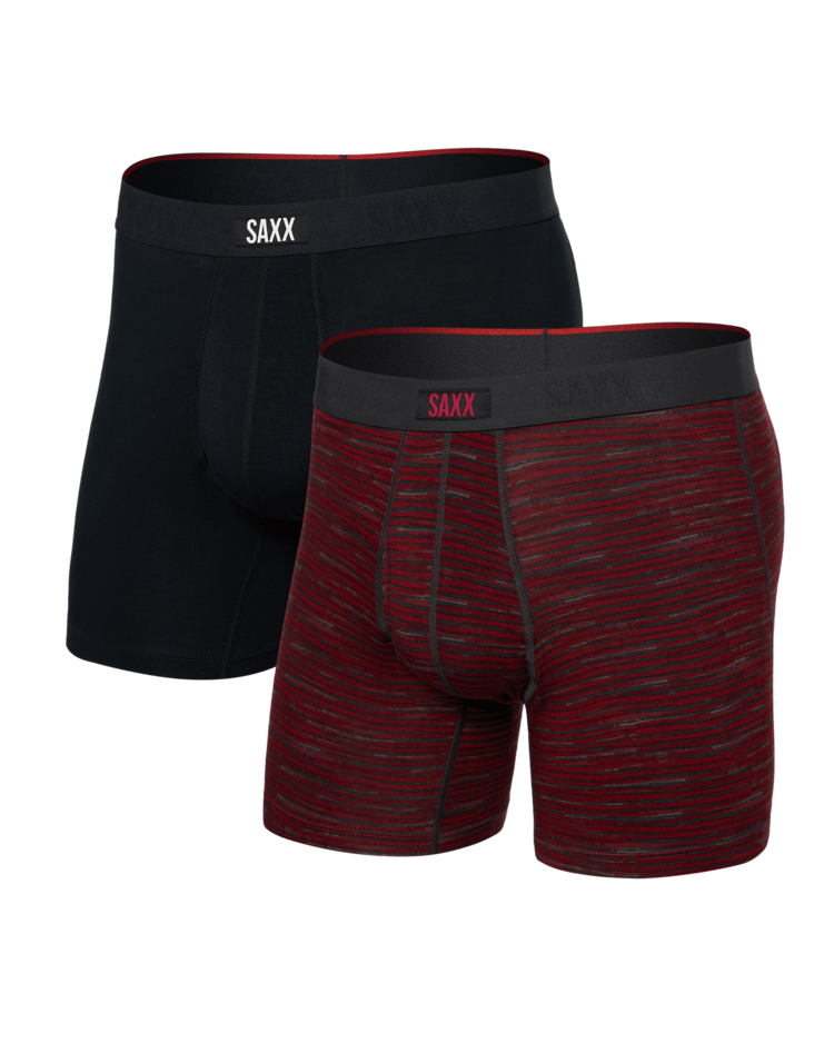 SAXX Saxx Vibe Xtra Soft Comfort Boxer Brief Fly 2Pk | Spacedye Stripe/Black