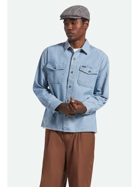 Brixton Brixton Herringbone Lw Relaxed Overshirt (Mens) | Light Wash Denim