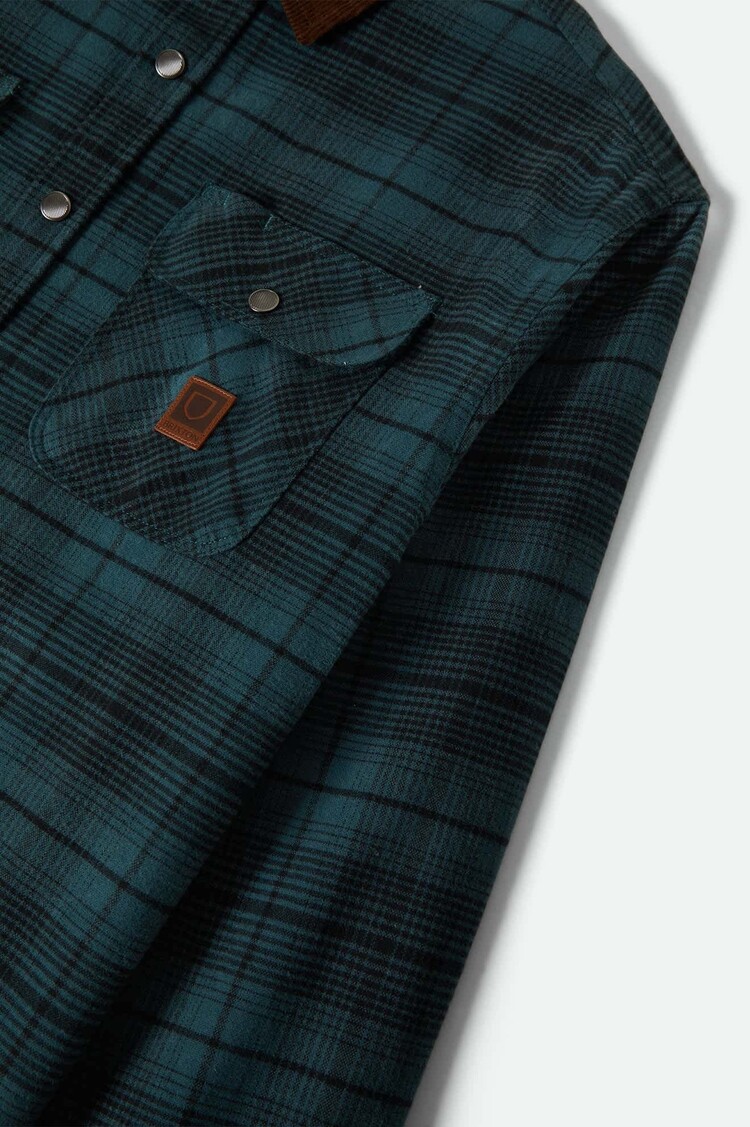 Brixton Brixton Builders Bowery Perf Flannel (Mens) | Night Sage/Black