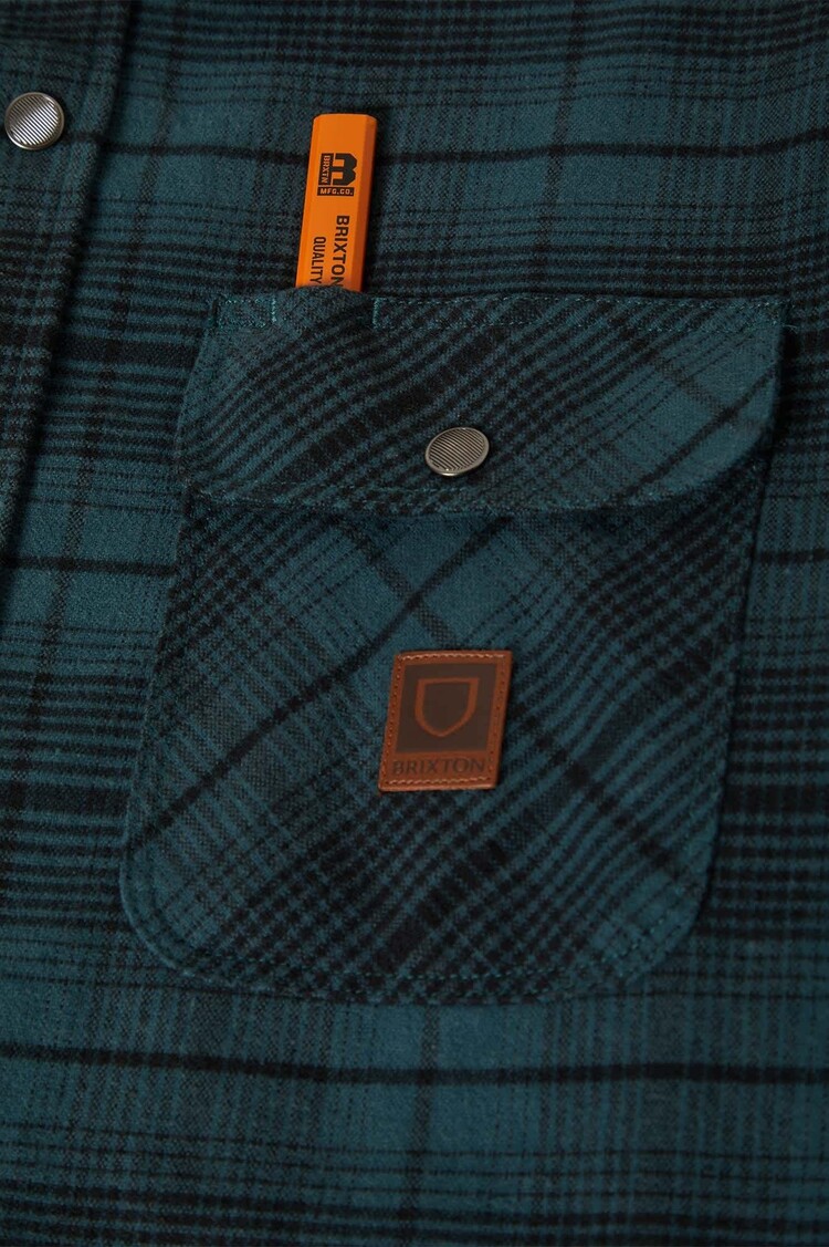 Brixton Brixton Builders Bowery Perf Flannel (Mens) | Night Sage/Black