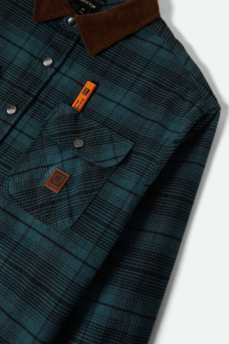 Brixton Brixton Builders Bowery Perf Flannel (Mens) | Night Sage/Black