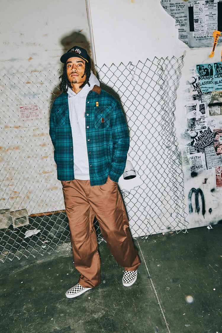 Brixton Brixton Builders Bowery Perf Flannel (Mens) | Night Sage/Black