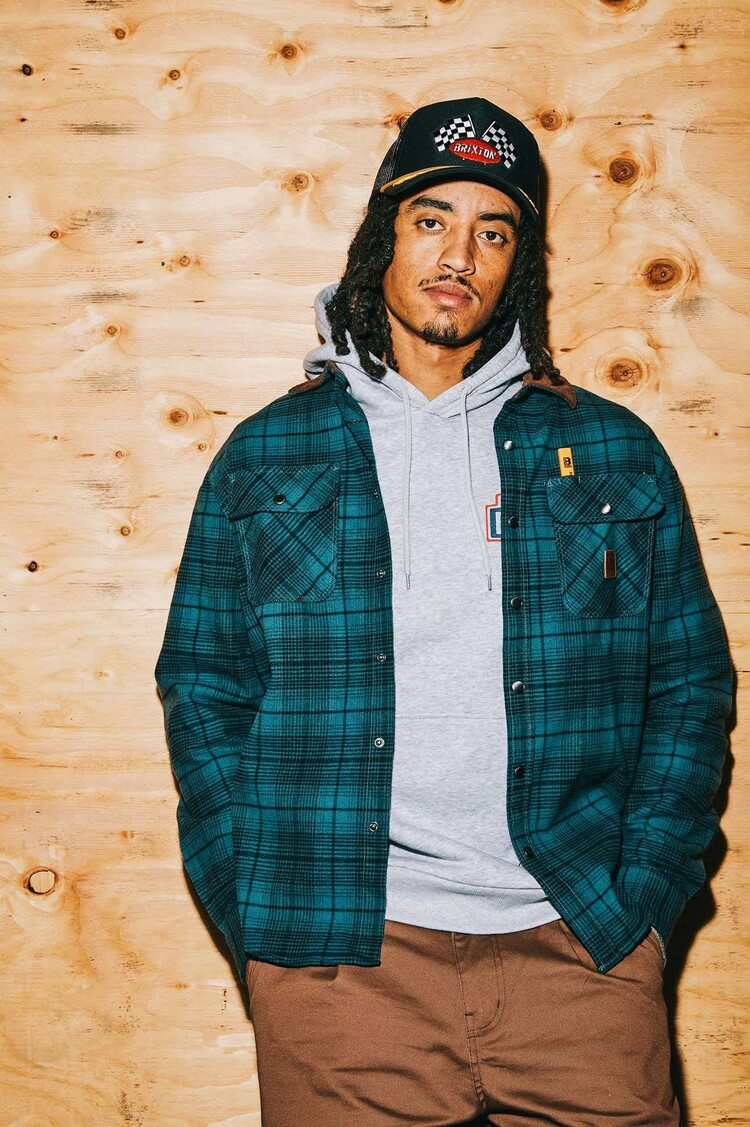 Brixton Brixton Builders Bowery Perf Flannel (Mens) | Night Sage/Black