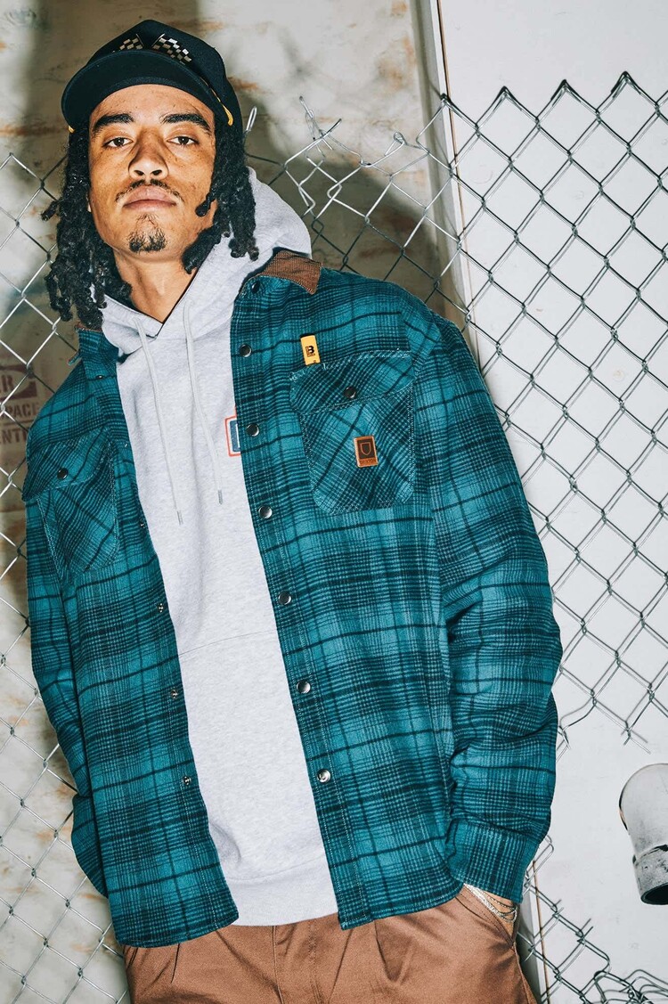 Brixton Brixton Builders Bowery Perf Flannel (Mens) | Night Sage/Black