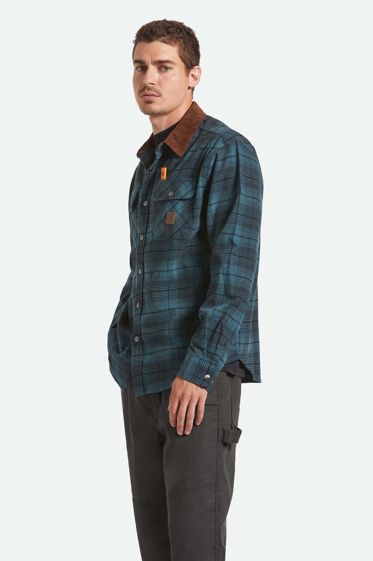 Brixton Brixton Builders Bowery Perf Flannel (Mens) | Night Sage/Black