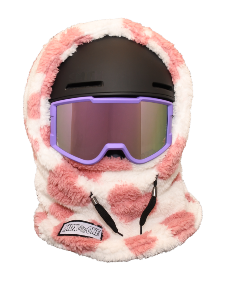 MDXONE MDXONE Over The Helmet Balaclava-Soft Plush | Pink/White Hearts