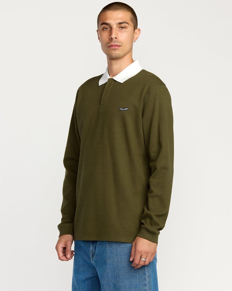 Volcom Volcom Curbstone Polo Ls (Mens) | Sage Leaf