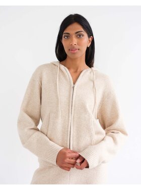 Brunette Brunette Full Zip Knit Sweater | Oatmeal Melange