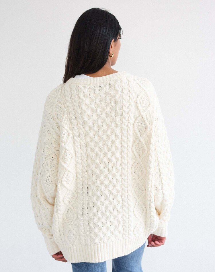 Brunette Brunette Irish Cable Oversized Sweater | Cream