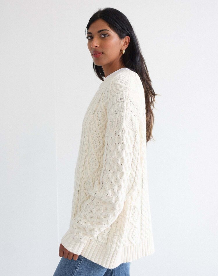 Brunette Brunette Irish Cable Oversized Sweater | Cream