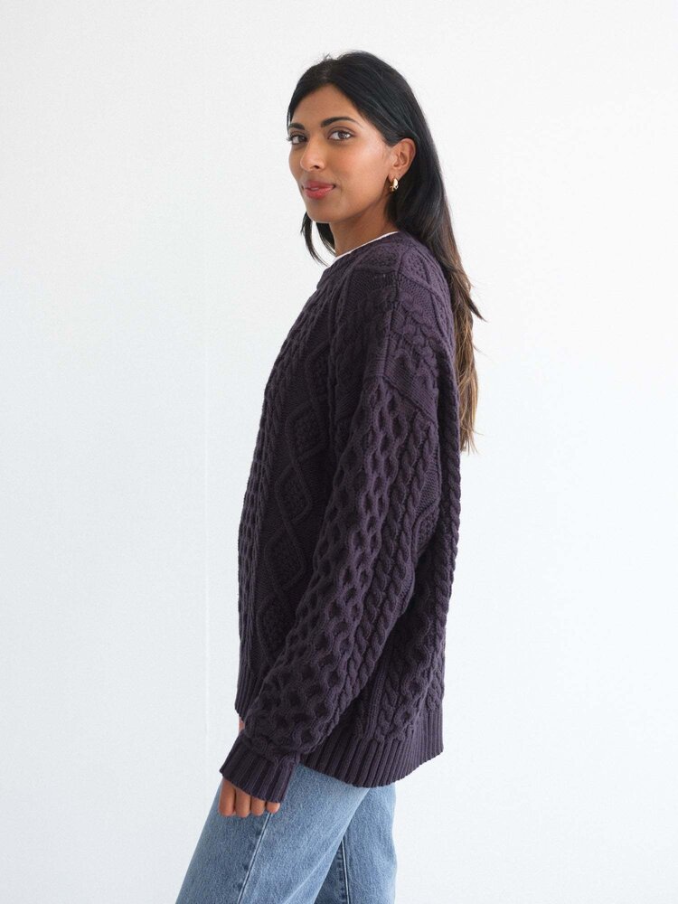 Brunette Brunette Irish Cable Oversized Sweater | Navy
