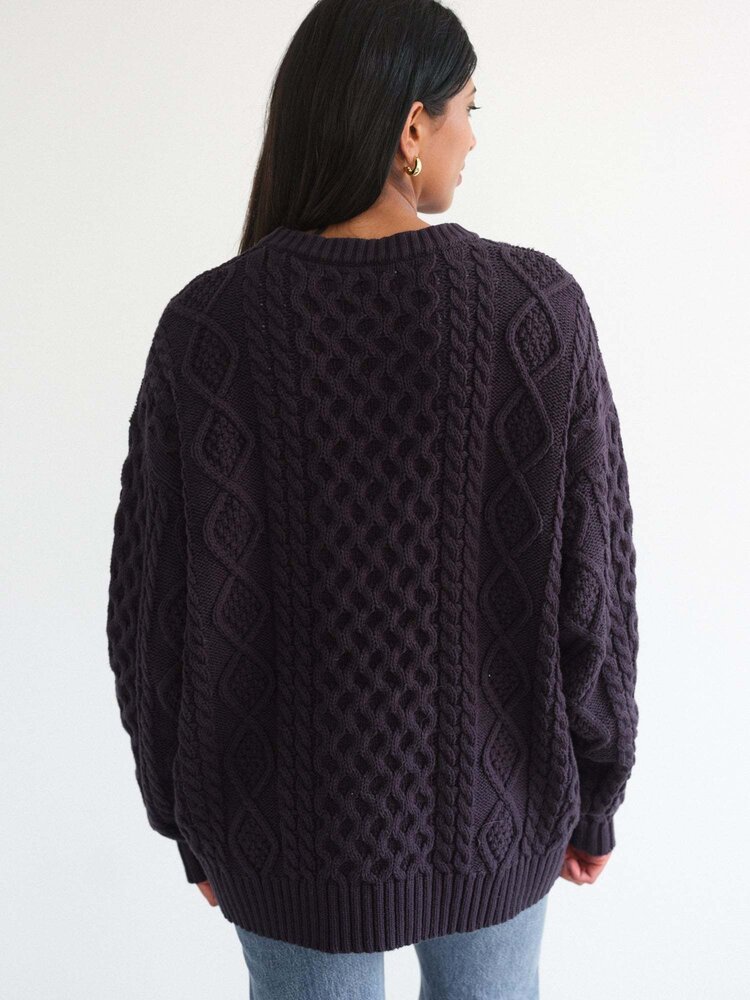 Brunette Brunette Irish Cable Oversized Sweater | Navy