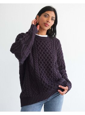 Brunette Brunette Irish Cable Oversized Sweater | Navy