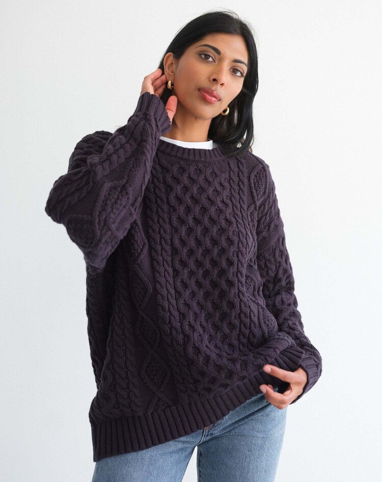 Brunette Brunette Irish Cable Oversized Sweater | Navy